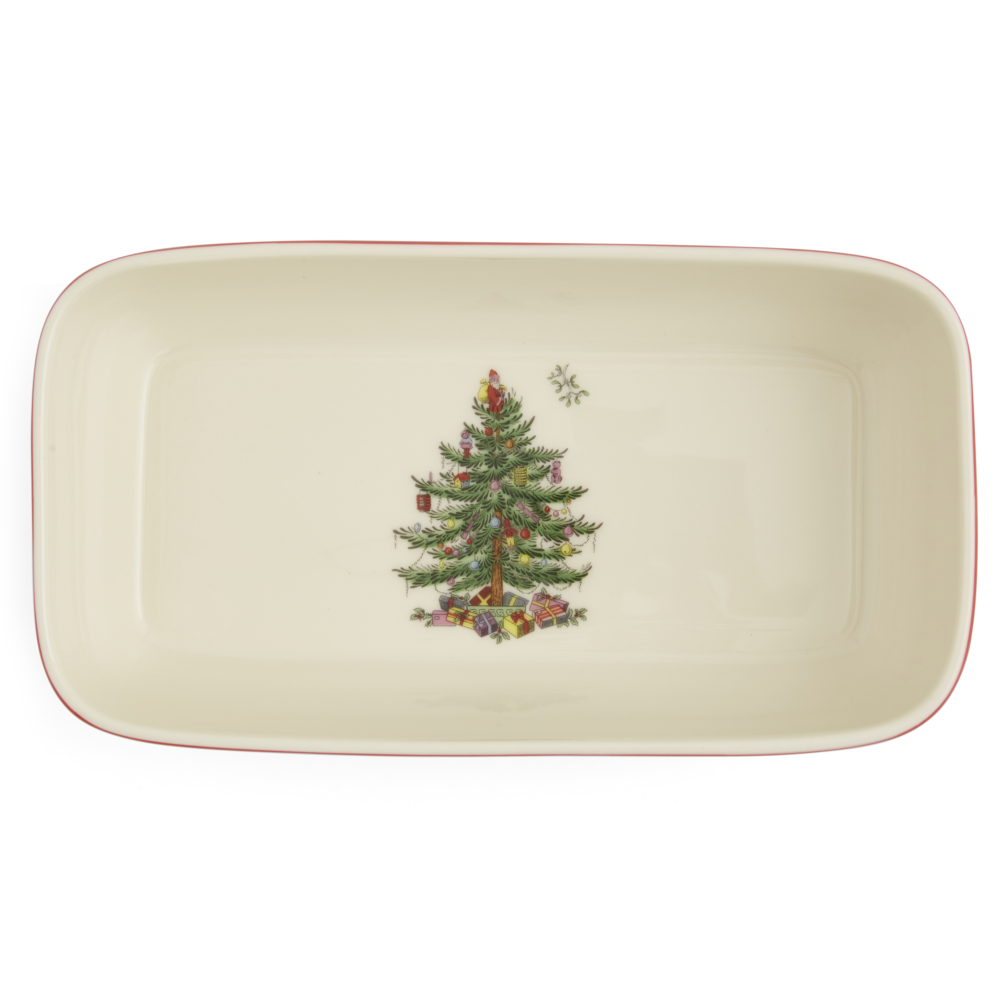 Christmas Tree Tartan Rectangle Server with Slotted Spoon image number null